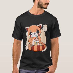 T-shirt Kawaii Pearl Bubble Thé Rouge Panda Boba Anime