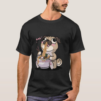 T-shirt Kawaii Pug Ramen Bowl Anime Otaku Japanese Noodles