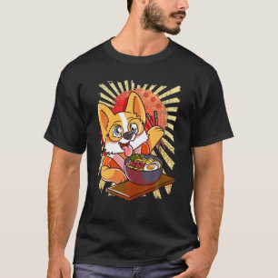 T-shirt Kawaii Puppys Ramen Bowl Funny Anime Noodles Chien