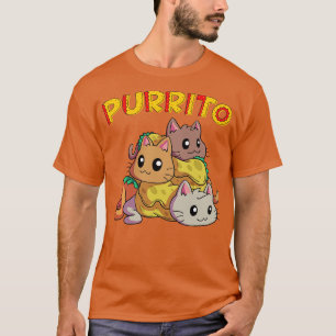 T-shirt Kawaii Purrito Pyramide Funny Kitty Chat Burrito F