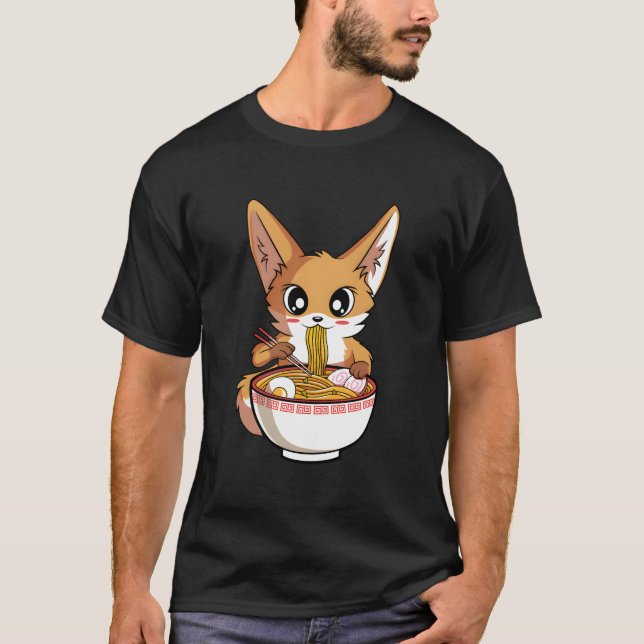 T-shirt Kawaii Ra Fox Japanese Noodles Anime (Devant)