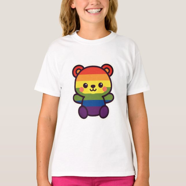 T-shirt Kawaii Rainbow Teddy - Un joli jeu LGBTQ+ Pride (Devant)