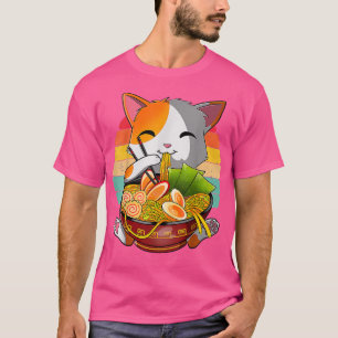 T-shirt Kawaii Ramen Chat, Japonais Neko Noodle Funny Vint