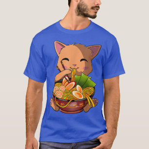 T-shirt Kawaii Ramen Chat, Noodle japonais Neko Anime drôl