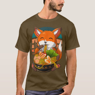 T-shirt Kawaii Ramen Fox, Japonais Neko Noodle drôle Anime
