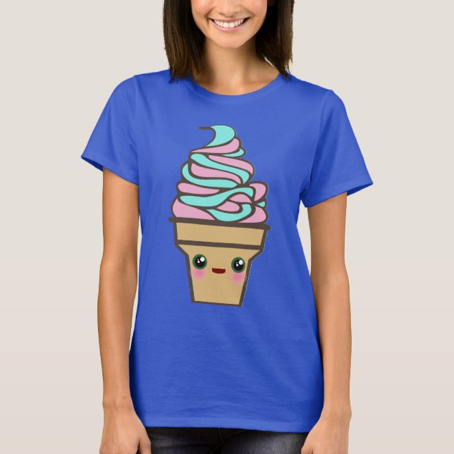 T-shirt Kawaii Rave Ice Cream Cone Rainbow Tie Dye (Devant)