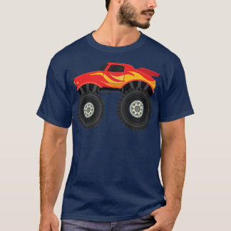 T-shirt Kawaii Red Monster Camion Cool Camion Mud Crushin