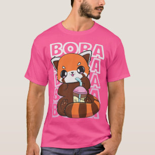 T-shirt Kawaii Red Panda Boba Cute Anime Pearl Thé à bulle