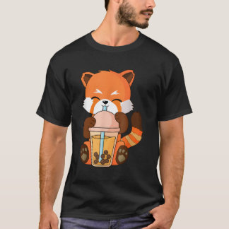T-shirt Kawaii Red Panda Boba Tea Bua Tea Anime