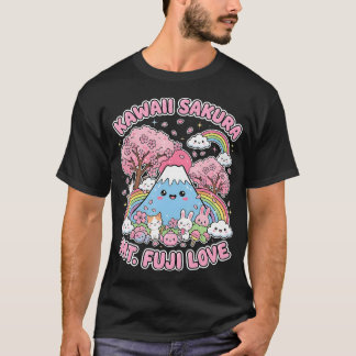 T-shirt Kawaii Sakura Mt Fuji Mignon Anime Japonais Cerisi