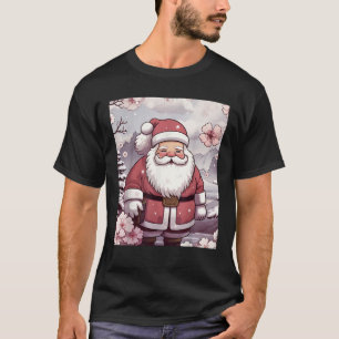 T-shirt Kawaii Santa Claus Noël Snowy Cherry Blossom