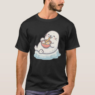 T-shirt Kawaii Seal Manger Ramen - Mignonne Animal arctiqu