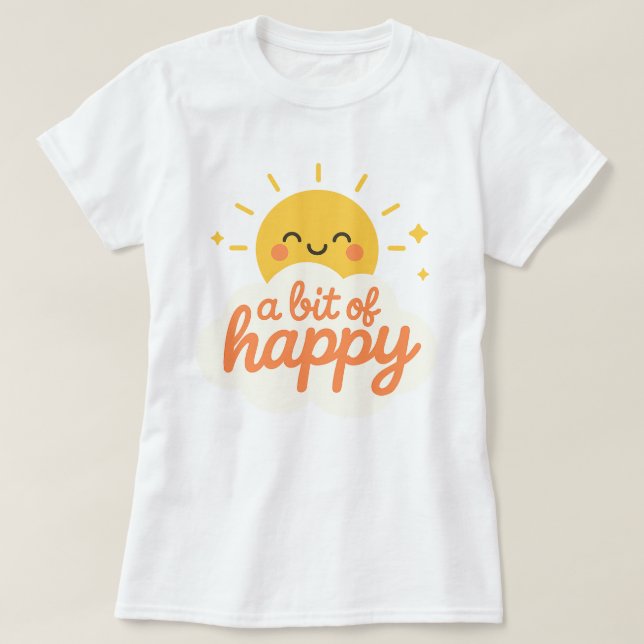 T-shirt Kawaii souriant soleil visage mignonne un peu de H (Design devant)