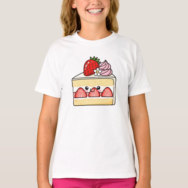 T-shirt Kawaii strawberry shortcake slice  (Devant)