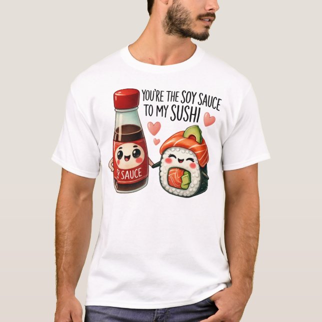 T-shirt Kawaii Sushi and Soy Sauce Art (Devant)
