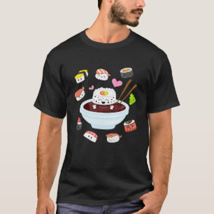 T-shirt Kawaii Sushi Happy Funny Sushi Cute Japonaise Sush