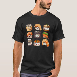 T-shirt Kawaii Sushi Set nourriture japonaise Sashimi Anim