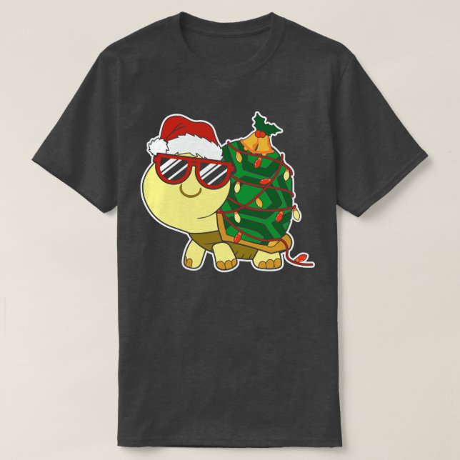 T-shirt Kawaii Tortue Kame Arbre de Noël (Design devant)