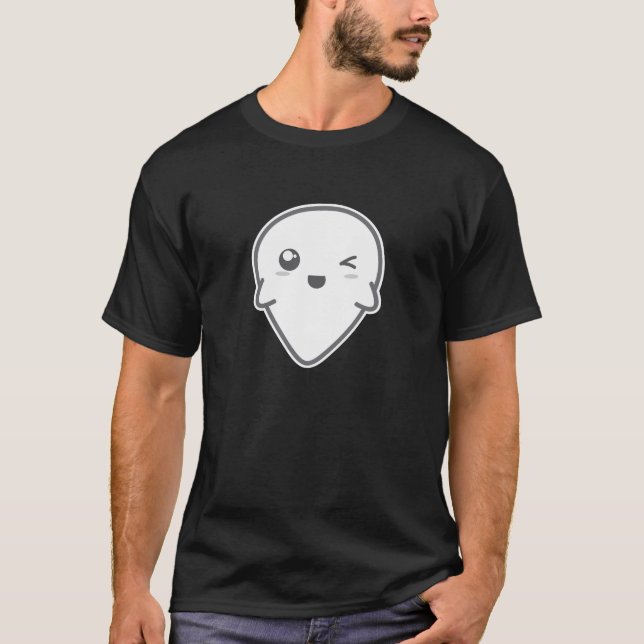 T-shirt Kawaii Winking Vêtements Fantôme (Devant)
