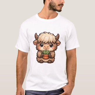 T-shirt Kawaii Yak with Succulent