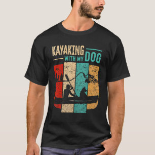 T-shirt Kayak avec chien Retro Canoë Vintage Dehors