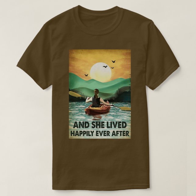 T-shirt Kayak Et Elle Vit Heureusement Après  (Design devant)