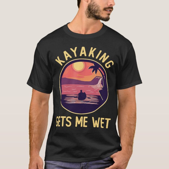 T-shirt Kayaking me reçoit chemise rose rose Funny Kayaker (Devant)