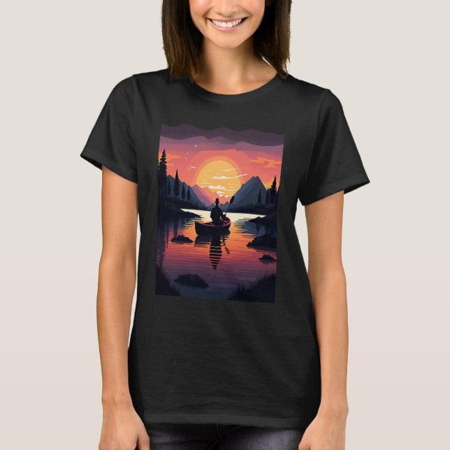 T-shirt Kayaking River Camper River Boating In Sunset  3 (Devant)