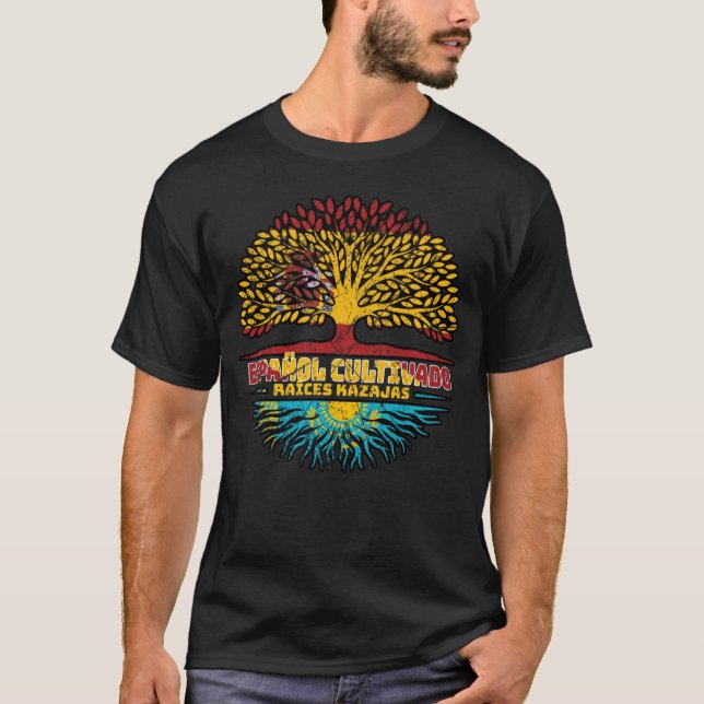 T-shirt Kazakhstan Kazakh Espagne Drapeau des racines de l (Devant)