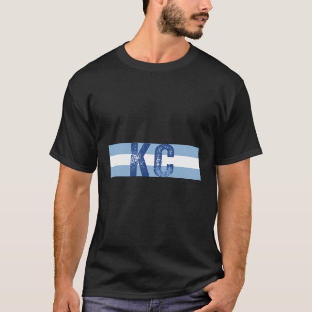 T-shirt Kc 2 Lettres Kansas City Kc Blue Stripes Kc (Devant)