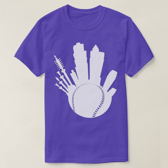 T-shirt KC Kansas City Baseball Bâtiments Skyline Royal Bl (Design devant)