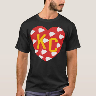 T-shirt Kc Redyellow Kc Heart Love Lettres Cool Kansas Cit