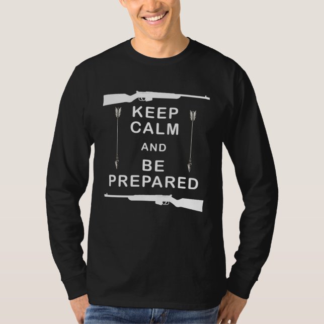 T-shirt Keep Calm And Be Prepared   Prepper Guns (Devant)