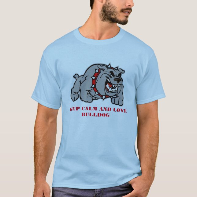T-SHIRT KEEP CALM AND LOVE BULLDOG (Devant)