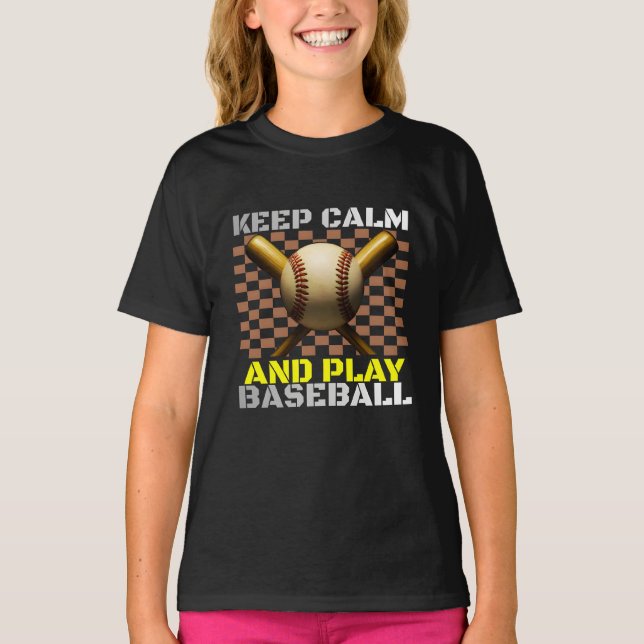 T-shirt keep calm and play baseball (Devant)