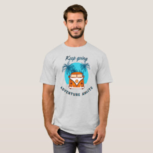 T-shirt "Keep Going Adventure Awaits" – Van rétro