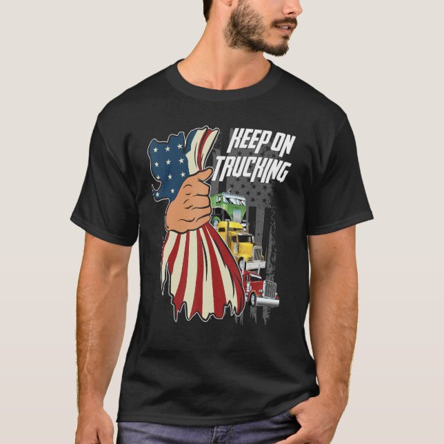 T-shirt Keep On Trucking Flag Us (Devant)