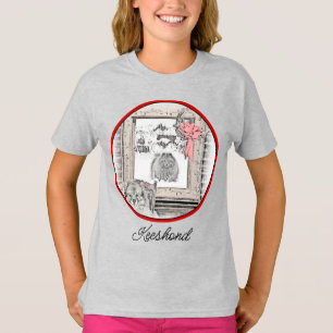 T-shirt Keeshond Noël hiver fenêtre Peinture Chien Art