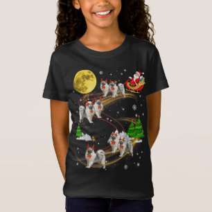T-Shirt Keeshond Reindeer Noël Chien Riding Père Noël Noël