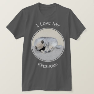T-shirt Keeshond Sleeping Puppy Peinture Chien Art origina