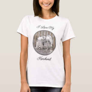 T-shirt Keeshonds at the Gate Painting - Original Dog Art