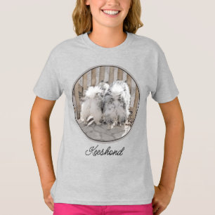 T-shirt Keeshonds at the Gate Painting - Original Dog Art