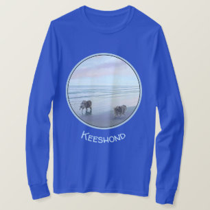 T-shirt Keeshonds at the Seashore Peinture Dog Art