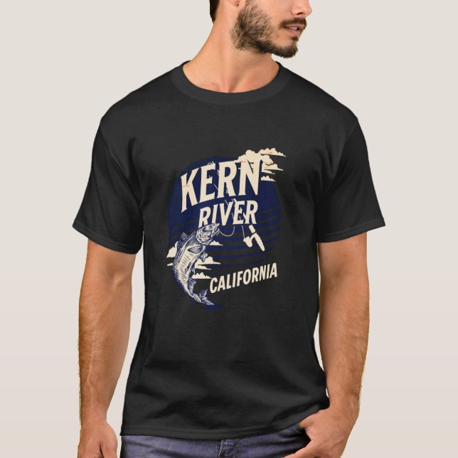 T-shirt Kern River California Fly Fishing Retro Truite Poi (Devant)
