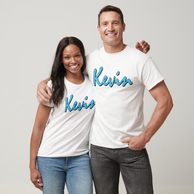 T-shirt Kevin (bleu sur blanc) (Unisexe)