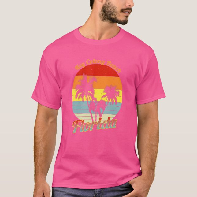 T-shirt Key Colony Beach Floride Palmiers tropicaux rétro (Devant)