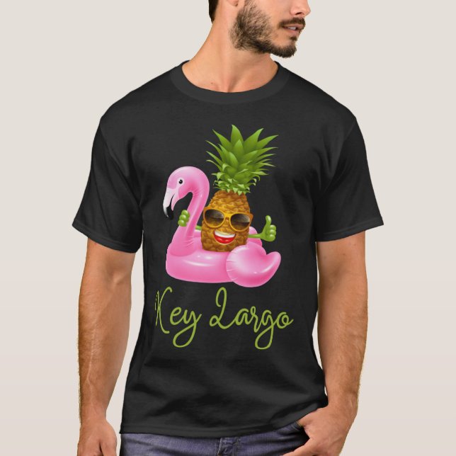 T-shirt Key Largo Florida Beach Tropical  Flamingo Pineapp (Devant)