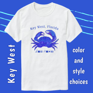 T-shirt Key West Florida Colorée Océan Blue Crab