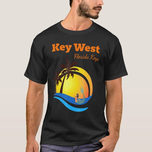 T-shirt Key West Florida Keys Tropical Mermaid Vacances Ai (Devant)