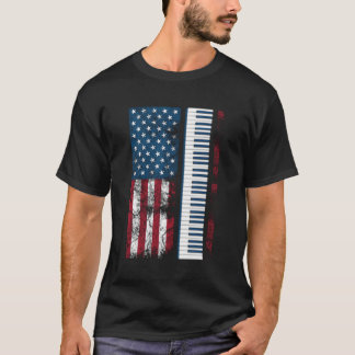 T-shirt Keyboclaviers de piano à drapeau américain